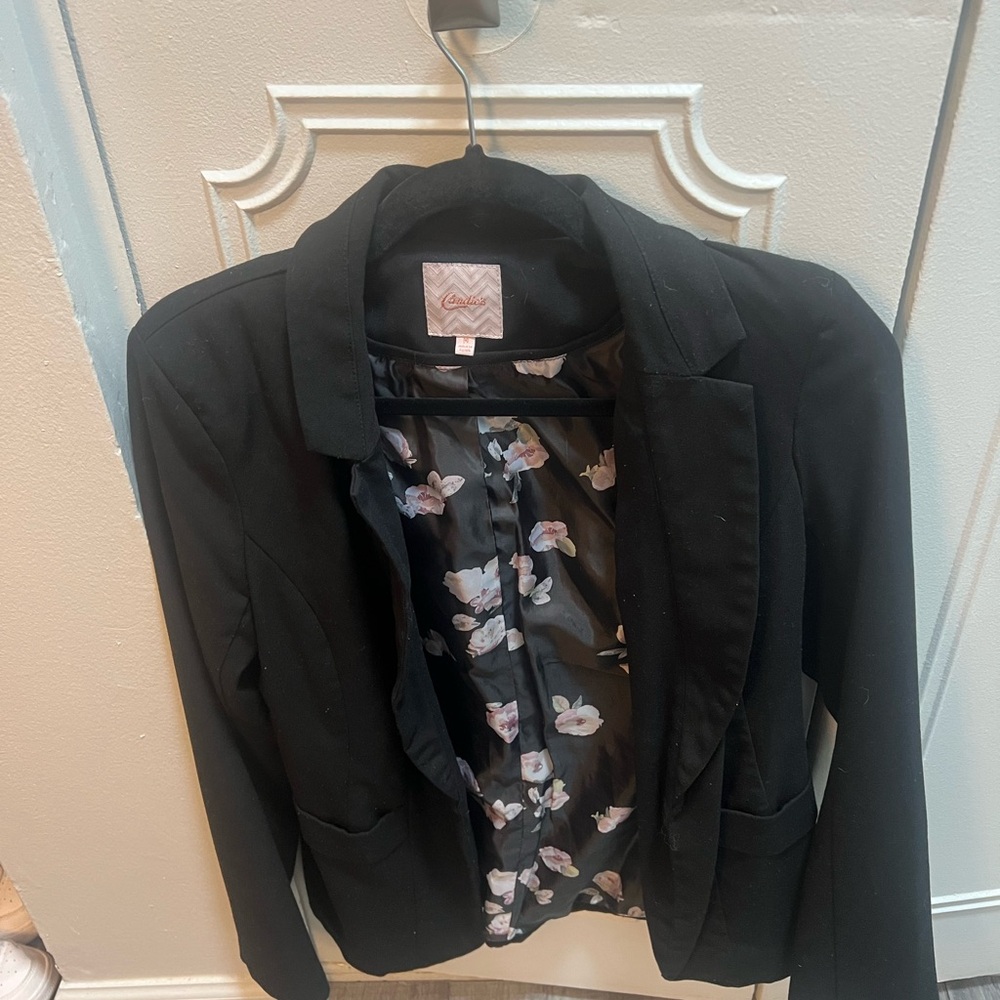 Candie's Black Blazer with Floral Lining